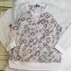 Kensie Nordstrom Women's Print Lace Sweater Small